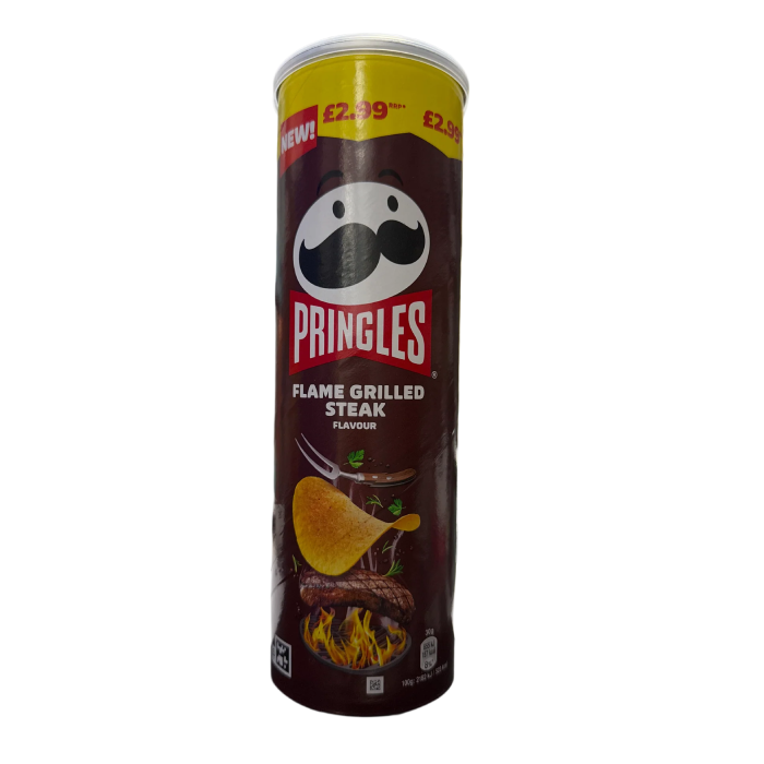 Pringles Flame Grilled Steak Flavour 165G - U.K Edition