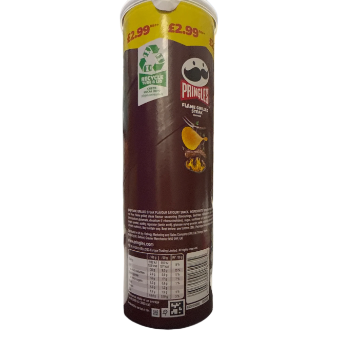 Pringles Flame Grilled Steak Flavour 165G - U.K Edition